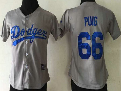 Women's Los Angeles Dodgers #66 Yasiel Puig 2014 Gray Jersey Women's Los Angeles Dodgers #66 Yasiel Puig 2014 Gray Jersey