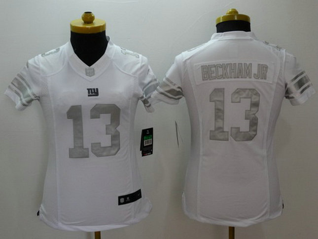 Women's New York Giants #13 Odell Beckham Jr White Platinum NFL Nike Limited Jersey Women's New York Giants #13 Odell Beckham Jr White Platinum NFL Nike Limited Jersey