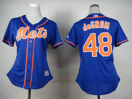 Women's New York Mets #48 Jacob deGrom Blue Jersey Women's New York Mets #48 Jacob deGrom Blue Jersey