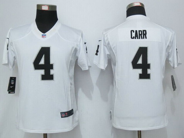 Women's Oakland Raiders #4 Derek Carr White Road NFL Nike Limited Jersey Women's Oakland Raiders #4 Derek Carr White Road NFL Nike Limited Jersey