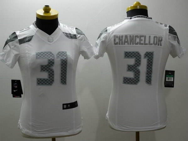 Women's Seattle Seahawks #31 Kam Chancellor White Platinum NFL Nike Limited Jersey Women's Seattle Seahawks #31 Kam Chancellor White Platinum NFL Nike Limited Jersey