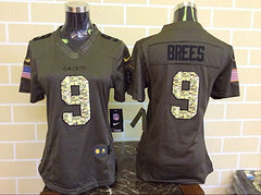 Women New Orleans Saints #9 Drew Brees Green Salute To Service Limited Jersey Women New Orleans Saints #9 Drew Brees Green Salute To Service Limited Jersey