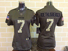 Women Pittsburgh Steelers #7 Ben Roethlisberger Green Salute To Service Limited Jersey Women Pittsburgh Steelers #7 Ben Roethlisberger Green Salute To Service Limited Jersey
