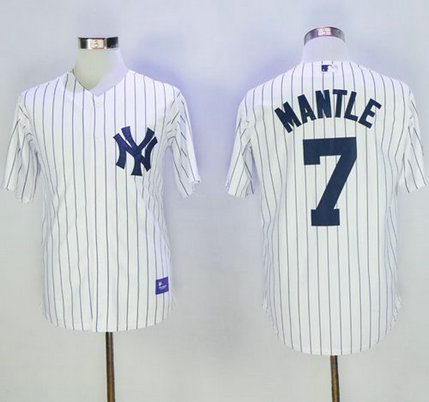 Yankees #7 Mickey Mantle White Name On Back 75TH Stitched Baseball Jersey Yankees #7 Mickey Mantle White Name On Back 75TH Stitched Baseball Jersey