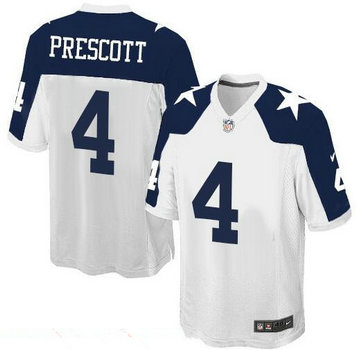 Youth Dallas Cowboys #4 Dak Prescott White Thanksgiving Alternate NFL Jersey Youth Dallas Cowboys #4 Dak Prescott White Thanksgiving Alternate NFL Jersey